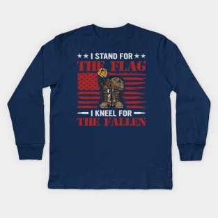 I Stand for the Flag Kneel for the Fallen Kids Long Sleeve T-Shirt